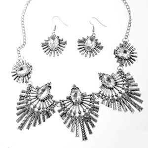 Necklace & Earrings - Miss YOU-Niverse White Gem